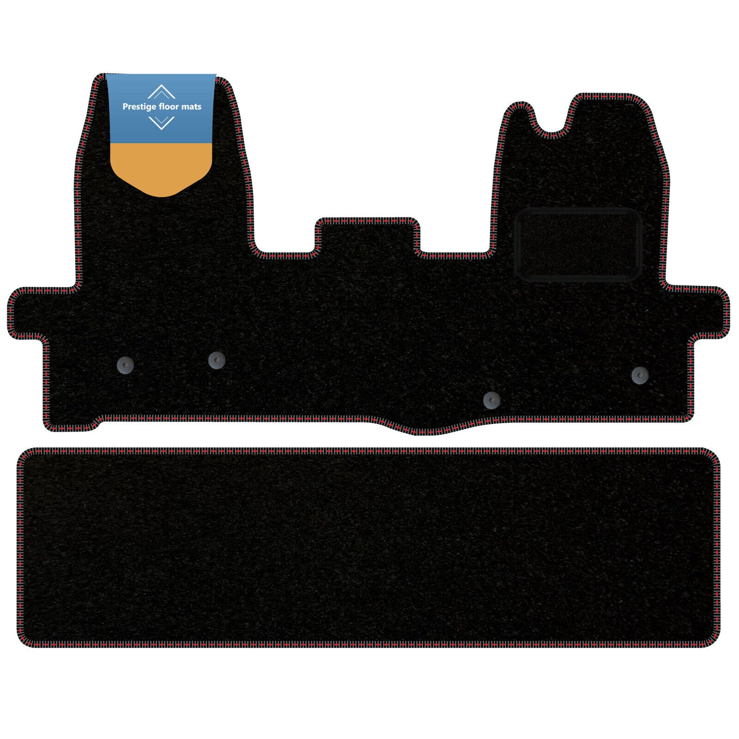 Fits Ford Transit MK8 Crew Cab 2016 on Black Carpet with Coloured Stitch Edge