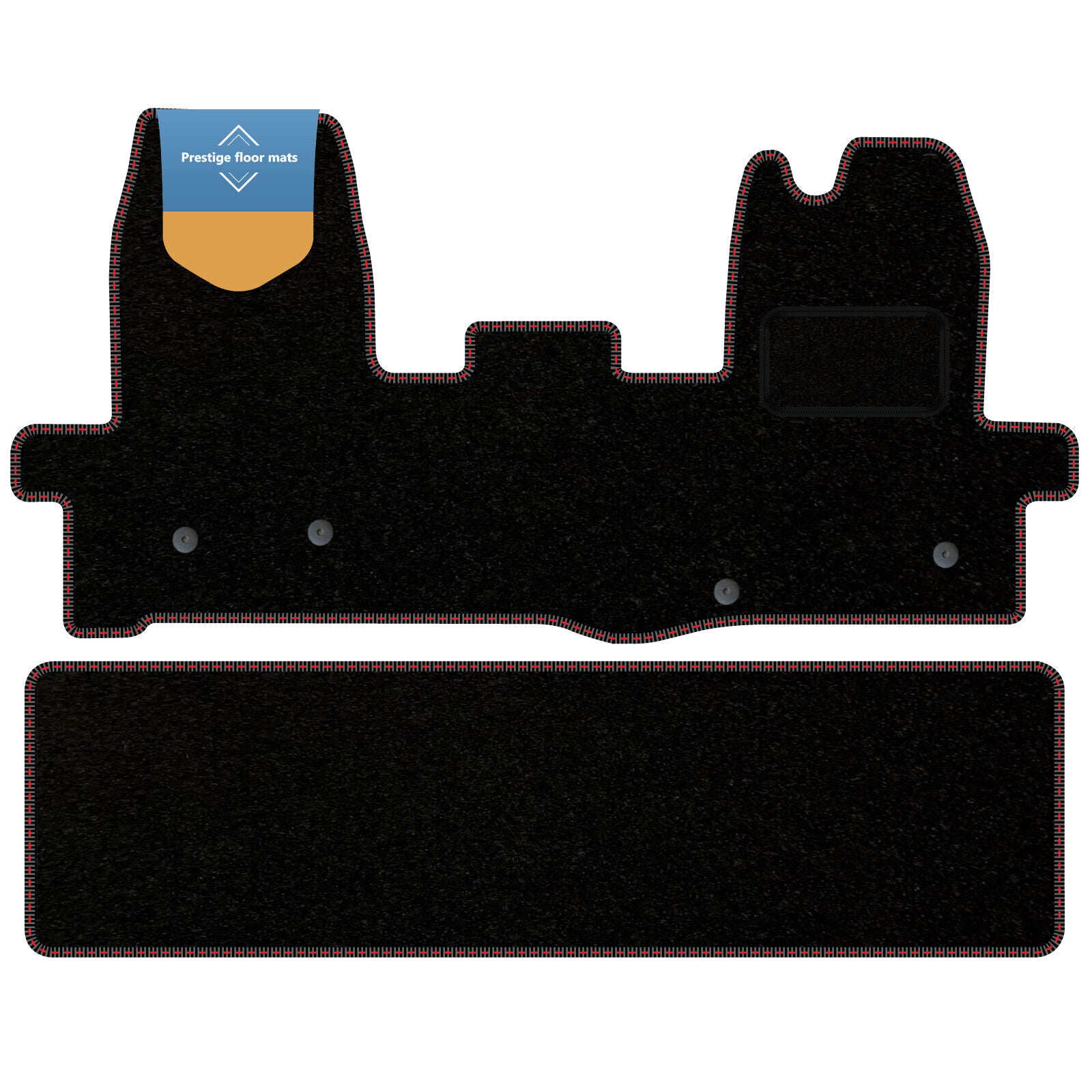 Fits Ford Transit MK8 Crew Cab 2016 on Black Carpet with Coloured Stitch Edge