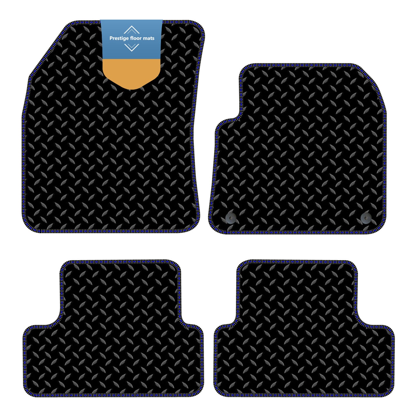 Fits Vauxhall Grandland X 2017 On Black 3mm Rubber with Coloured Stitch Edge