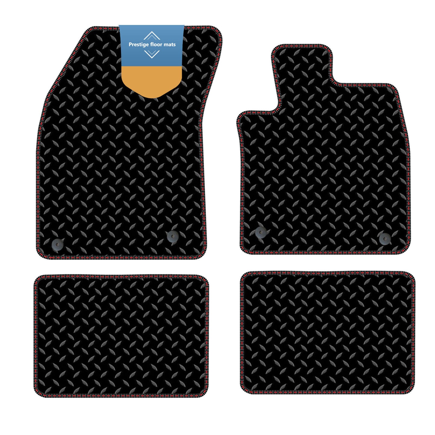 Fits Ford Focus 2018 on Black 3mm Rubber with Coloured Stitch Edge