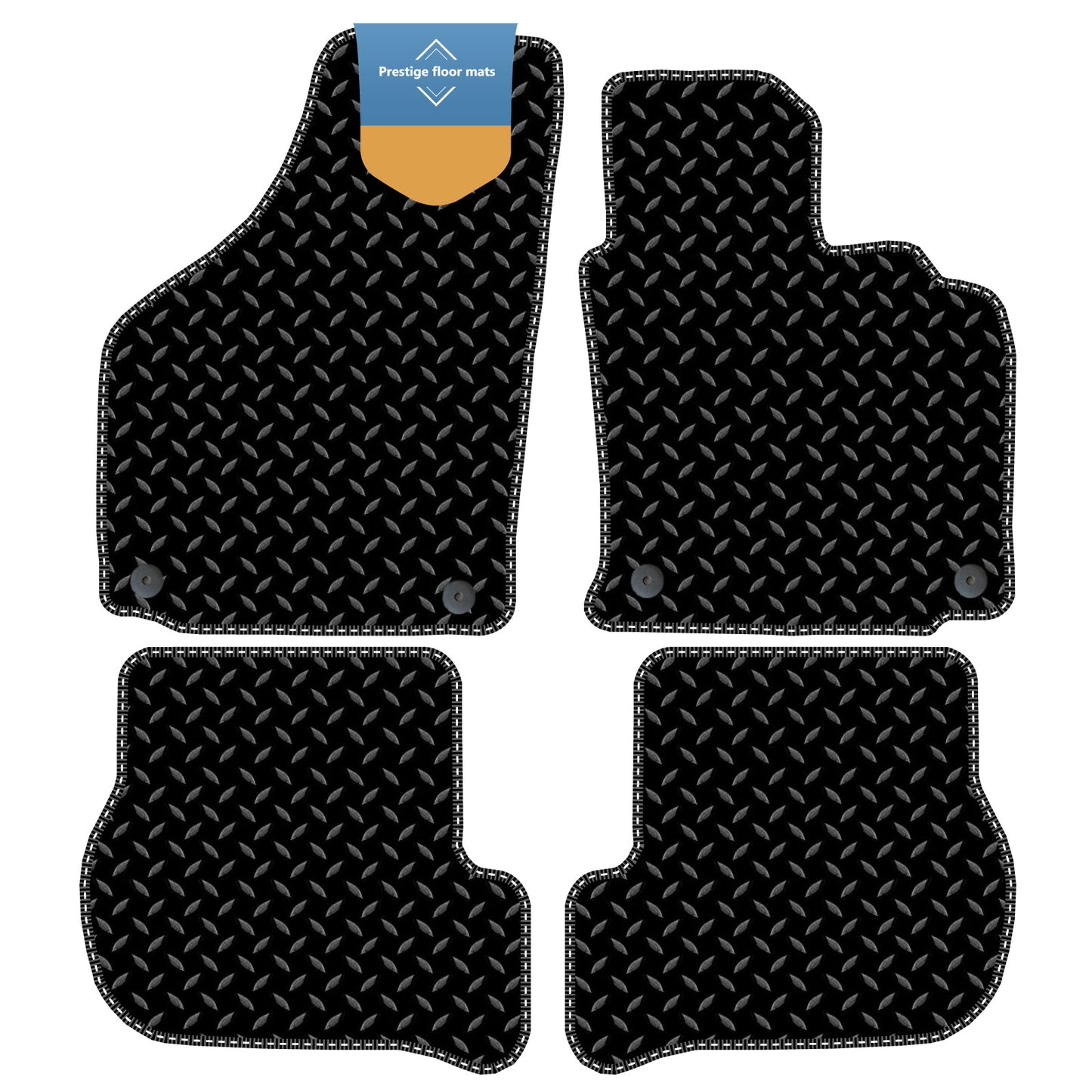 Fits Volkswagen Golf MK5 2007-2008 Black 3mm Rubber with Coloured Stitch Edge