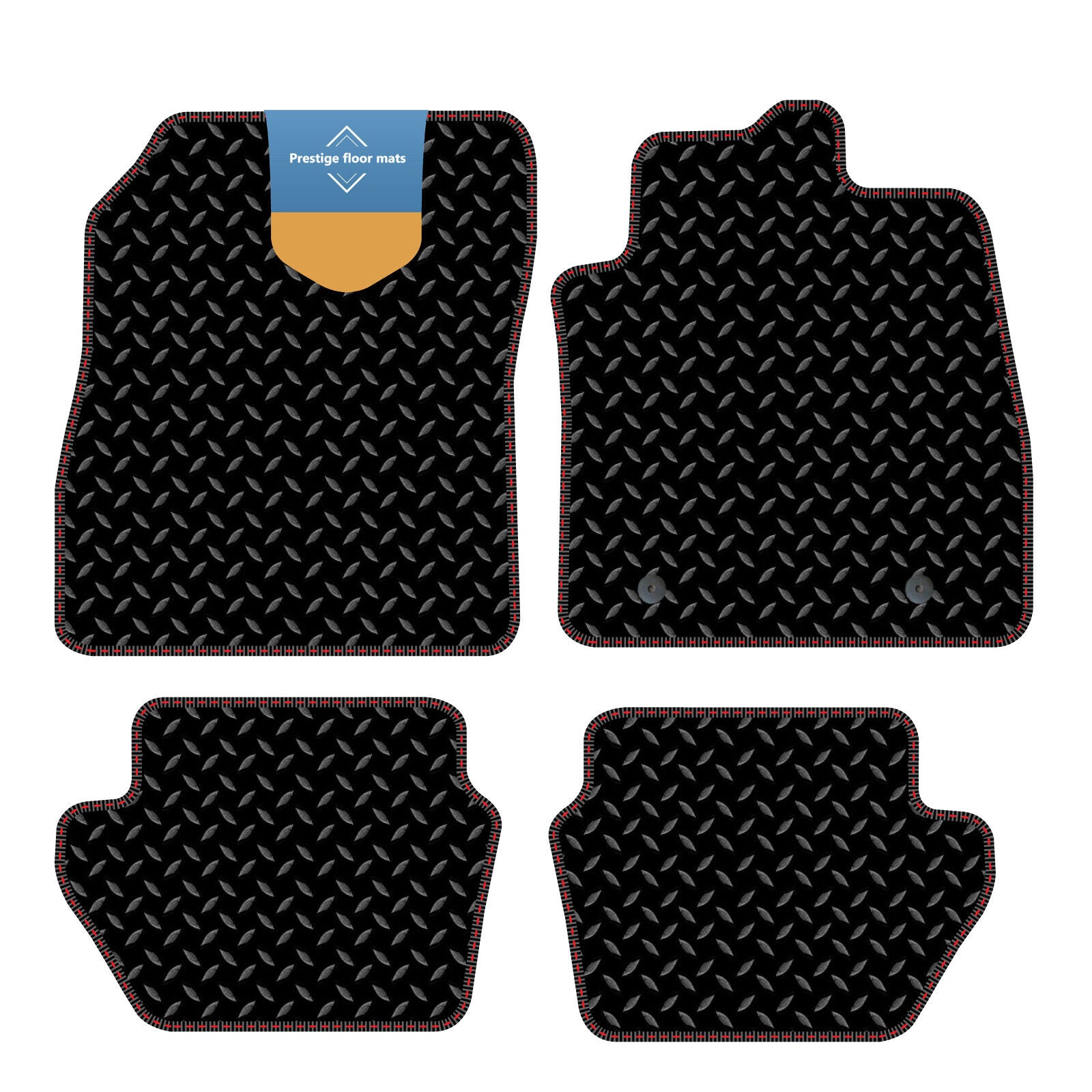 Fits Ford Fiesta MK8 2017 On Black 3mm Rubber with Coloured Stitch Edge