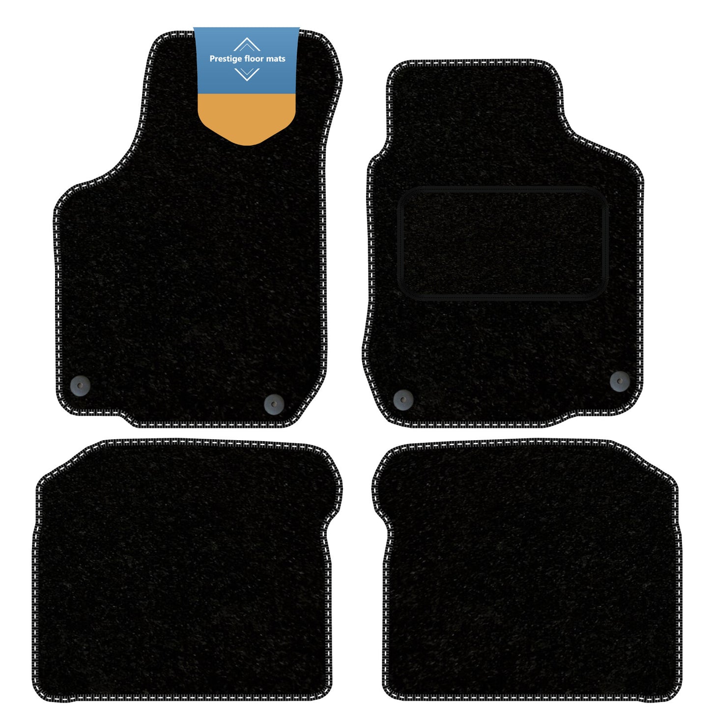 Fits VW Golf MK4 1998-2003 Round Clip Black Carpet with Coloured Stitch Edge