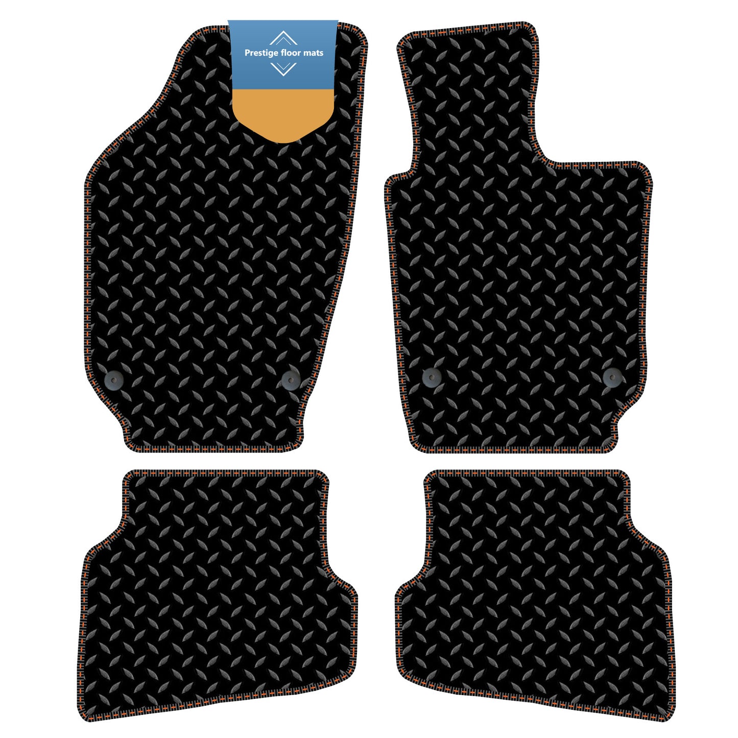 Fits Volkswagen Polo 2009-2018 Black 3mm Rubber with Coloured Stitch Edge