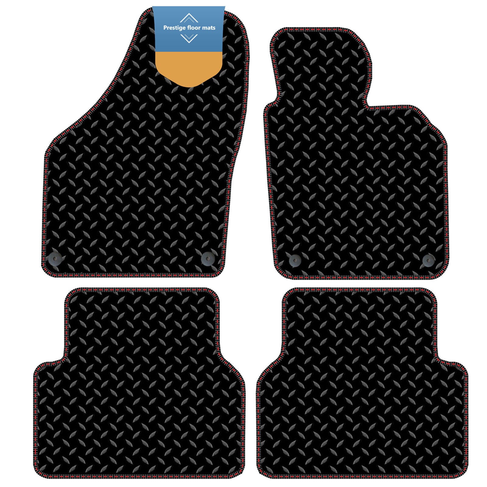 Fits Volkswagen Tiguan 2007-2016 Black 3mm Rubber with Coloured Stitch Edge