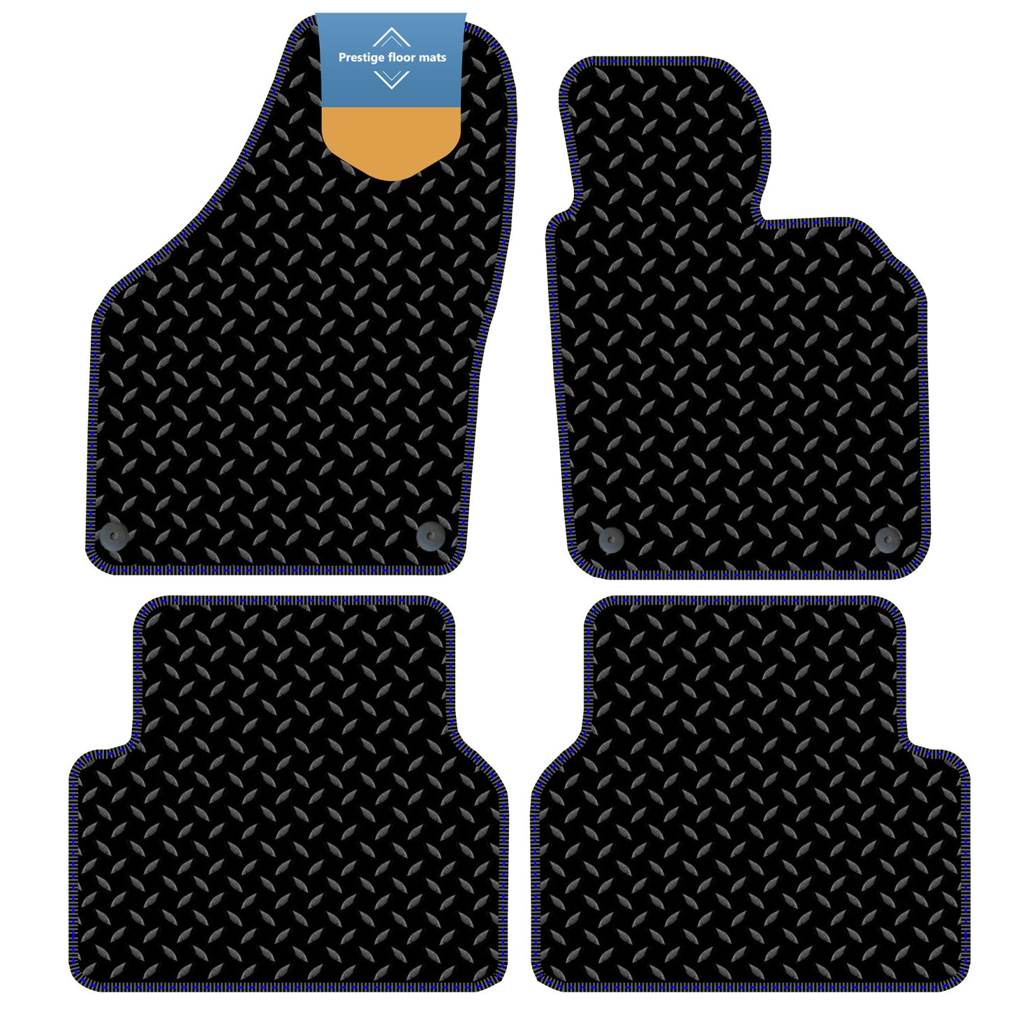 Fits Volkswagen Tiguan 2007-2016 Black 3mm Rubber with Coloured Stitch Edge