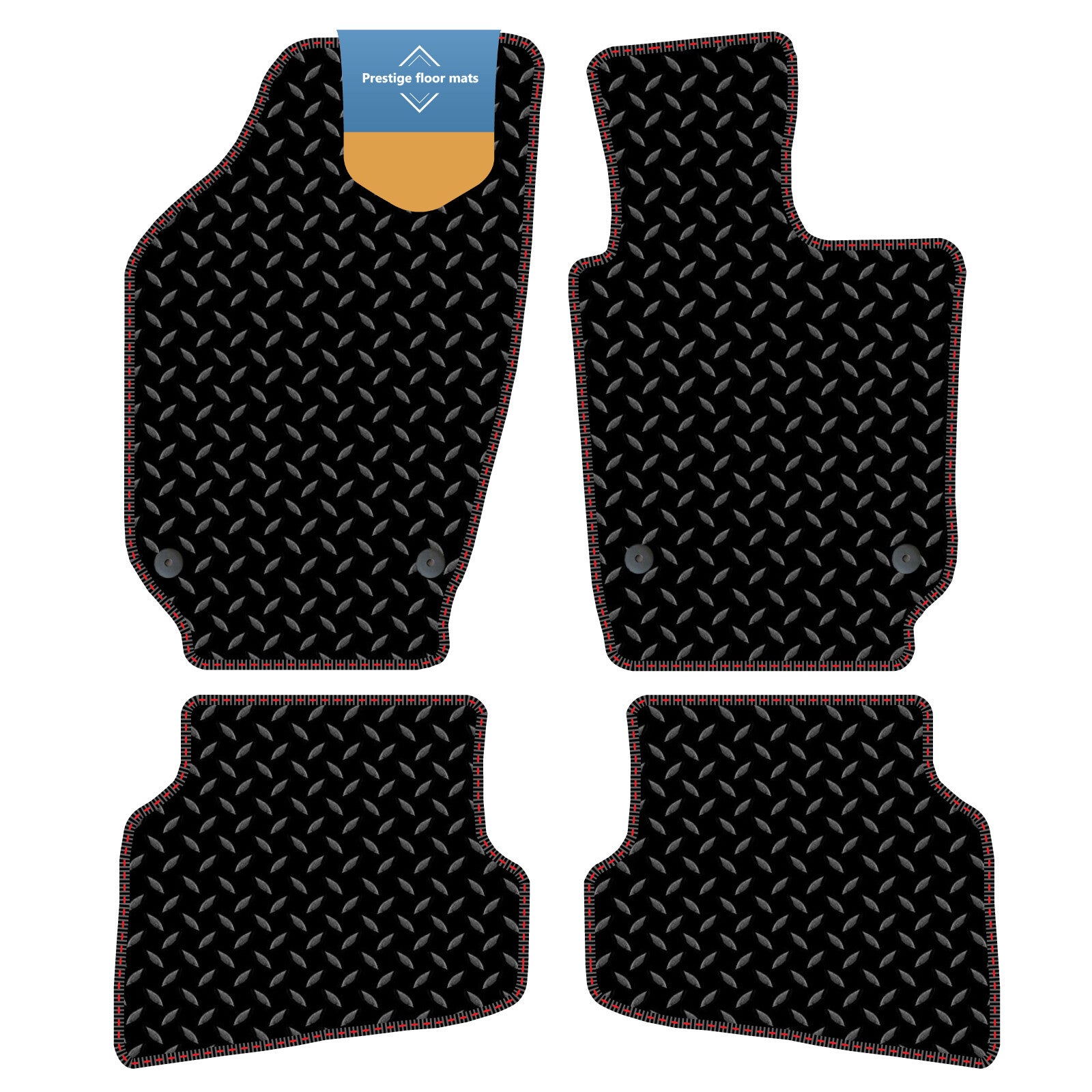 Fits Volkswagen Polo 2009-2018 Black 3mm Rubber with Coloured Stitch Edge