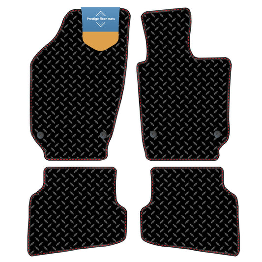 Fits Volkswagen Polo 2009-2018 Black 3mm Rubber with Coloured Stitch Edge