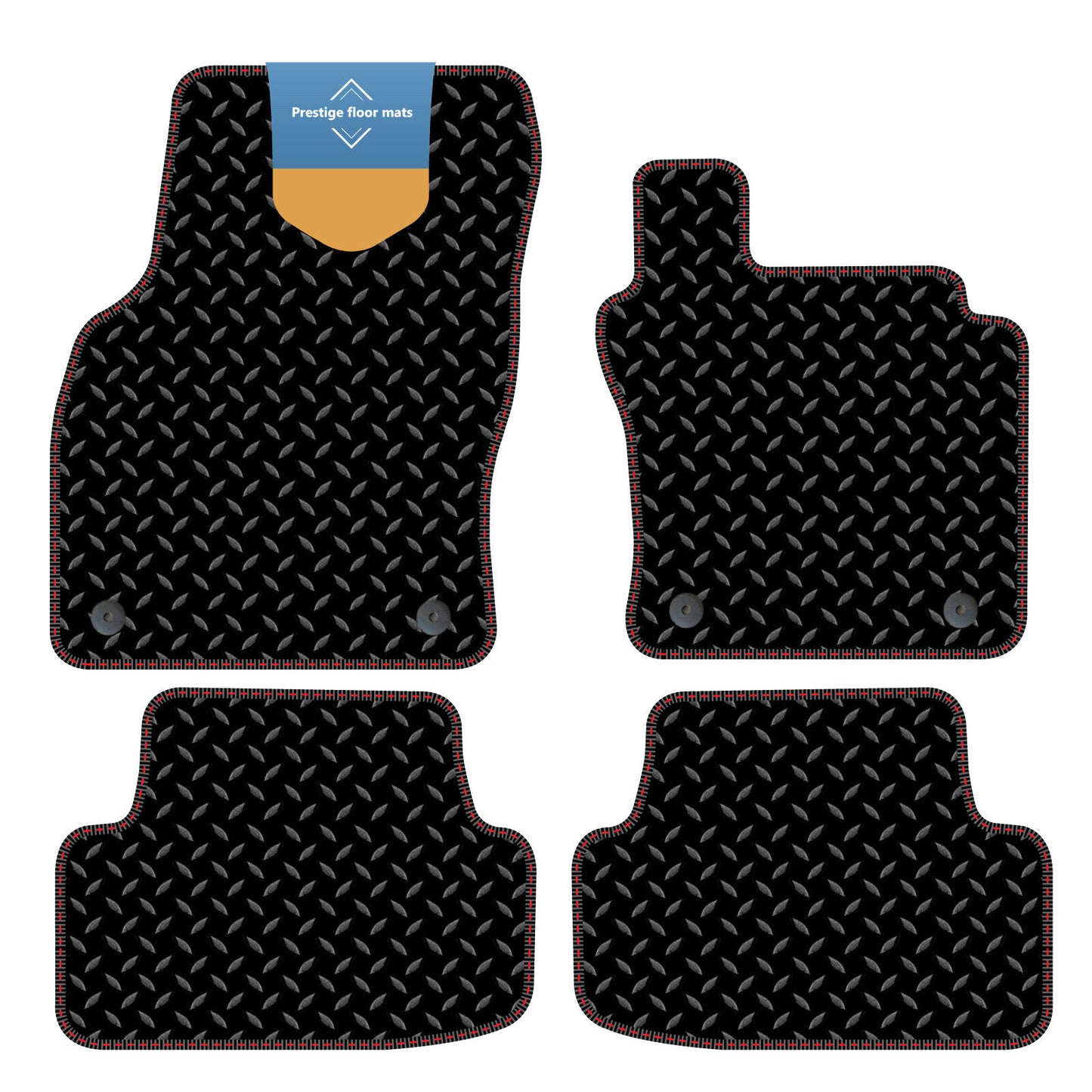 Fits Volkswagen T-Roc 2017 Black 3mm Rubber with Coloured Stitch Edge