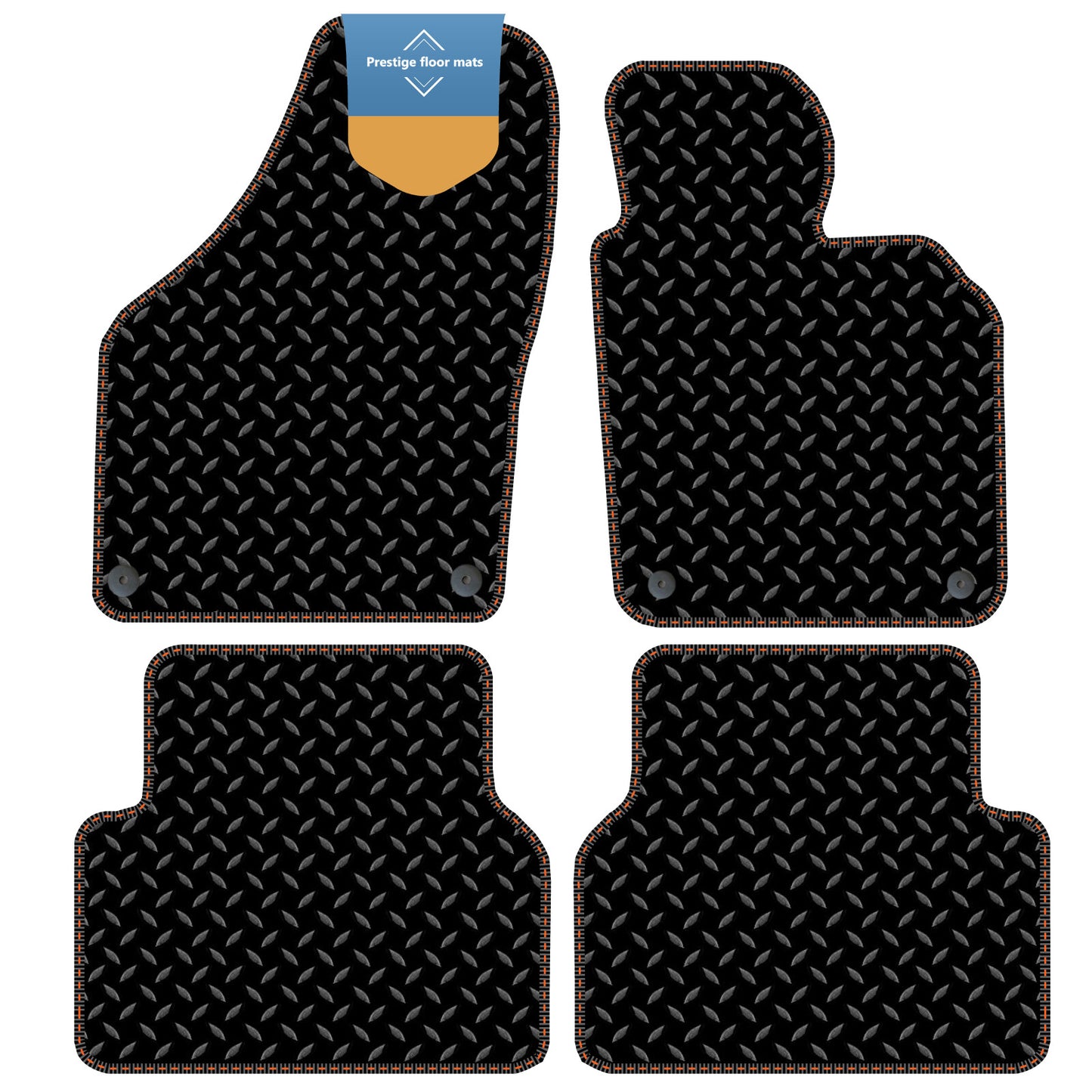 Fits Volkswagen Tiguan 2007-2016 Black 3mm Rubber with Coloured Stitch Edge