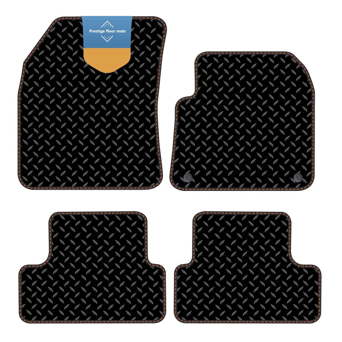 Fits Vauxhall Grandland X 2017 On Black 3mm Rubber with Coloured Stitch Edge