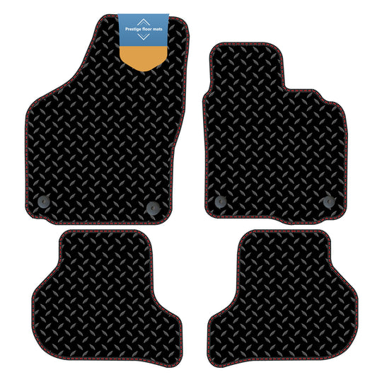 Fits Skoda Octavia 2008-2013 Black 3mm Rubber with Coloured Stitch Edge