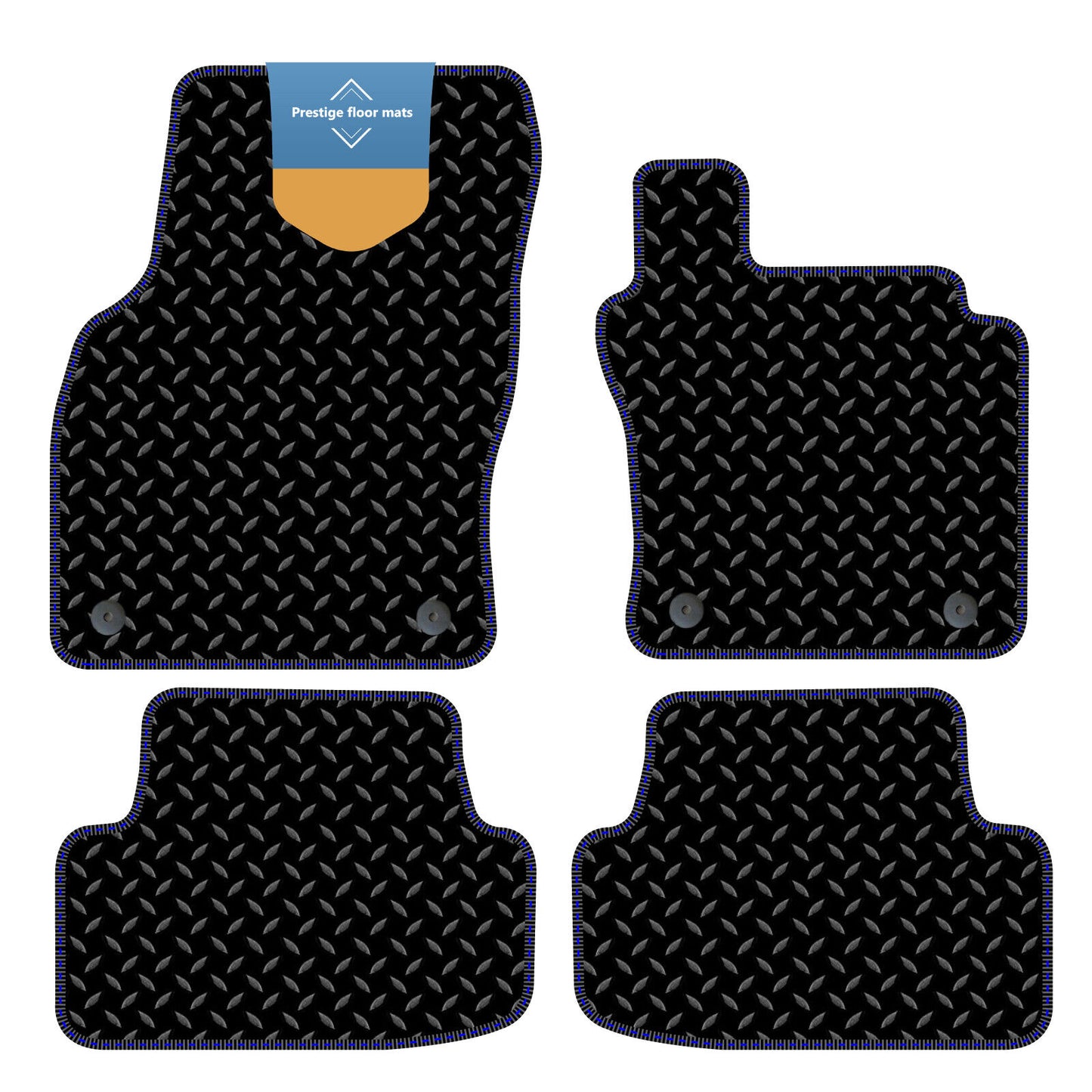 Fits Volkswagen T-Roc 2017 Black 3mm Rubber with Coloured Stitch Edge