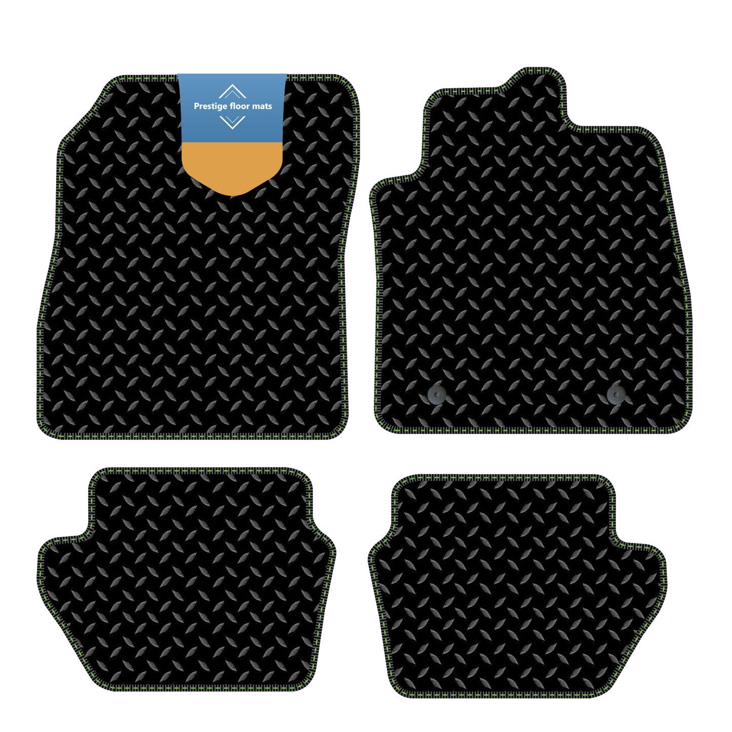 Fits Ford Fiesta MK8 2017 On Black 3mm Rubber with Coloured Stitch Edge