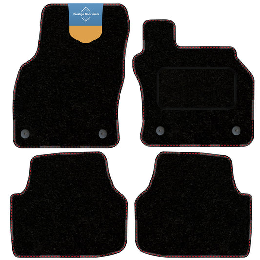 Fits Skoda Octavia 2013-2020 Black Carpet with Coloured Stitch Edge