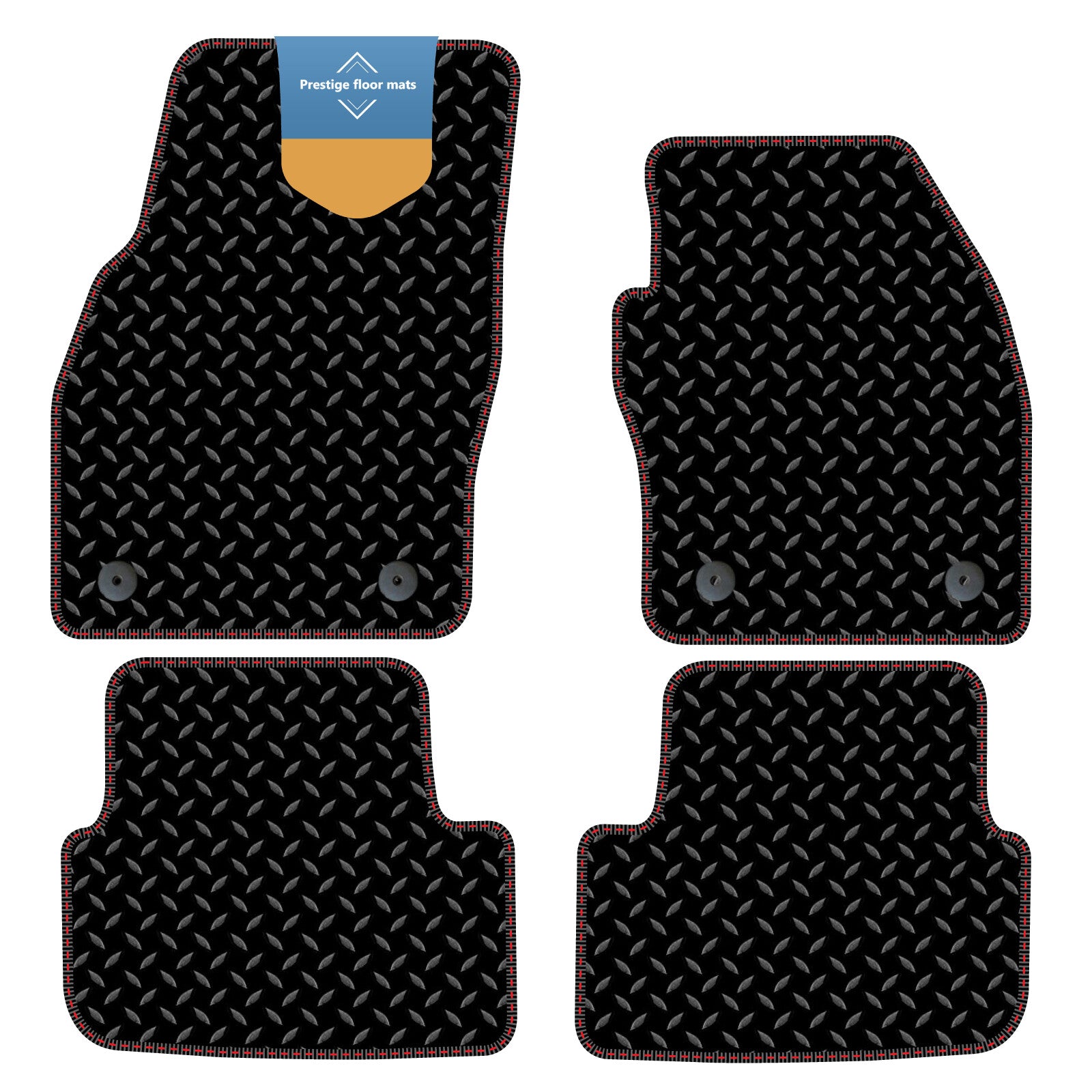 Fits Volkswagen Polo 2018 on  Black 3mm Rubber with Coloured Stitch Edge