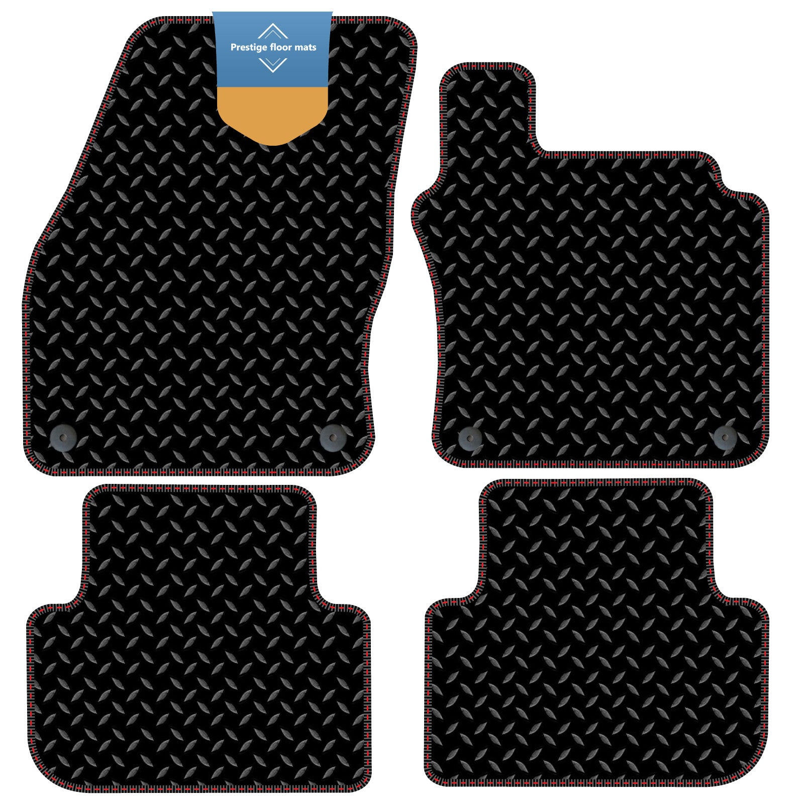 Fits Volkswagen Tiguan 2016 On  Black 3mm Rubber with Coloured Stitch Edge