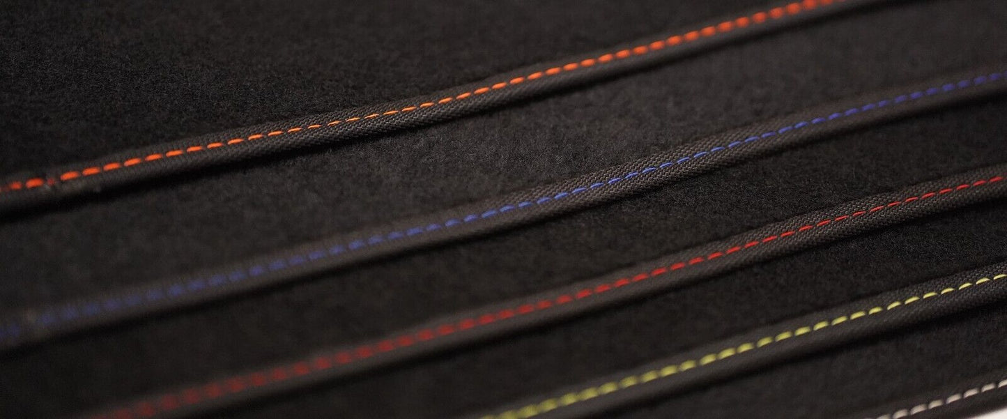 Fits Audi A1 2019 on Upper Boot Mat Black Carpet with Coloured Stitch Edge