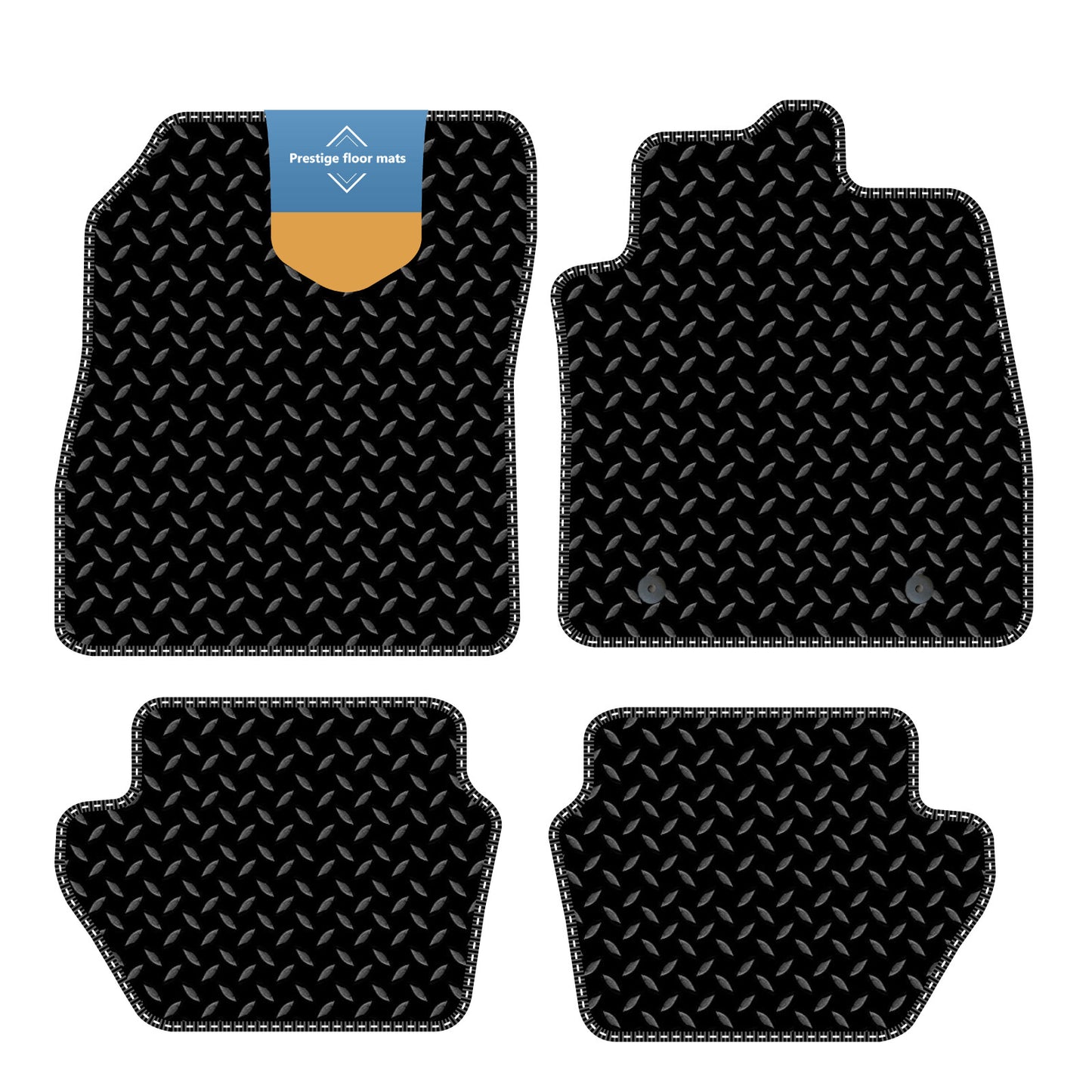 Fits Ford Fiesta MK8 2017 On Black 3mm Rubber with Coloured Stitch Edge