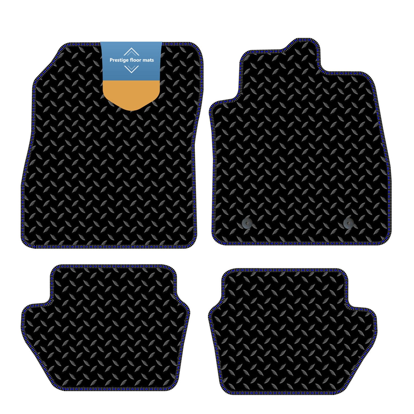 Fits Ford Fiesta MK8 2017 On Black 3mm Rubber with Coloured Stitch Edge