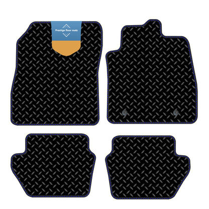 Fits Ford Fiesta MK8 2017 On Black 3mm Rubber with Coloured Stitch Edge