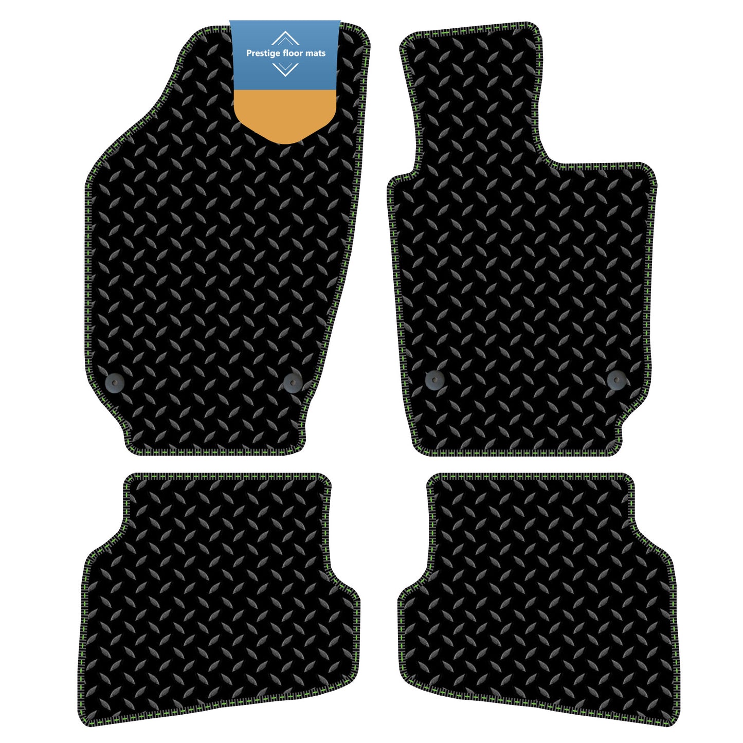 Fits Volkswagen Polo 2009-2018 Black 3mm Rubber with Coloured Stitch Edge