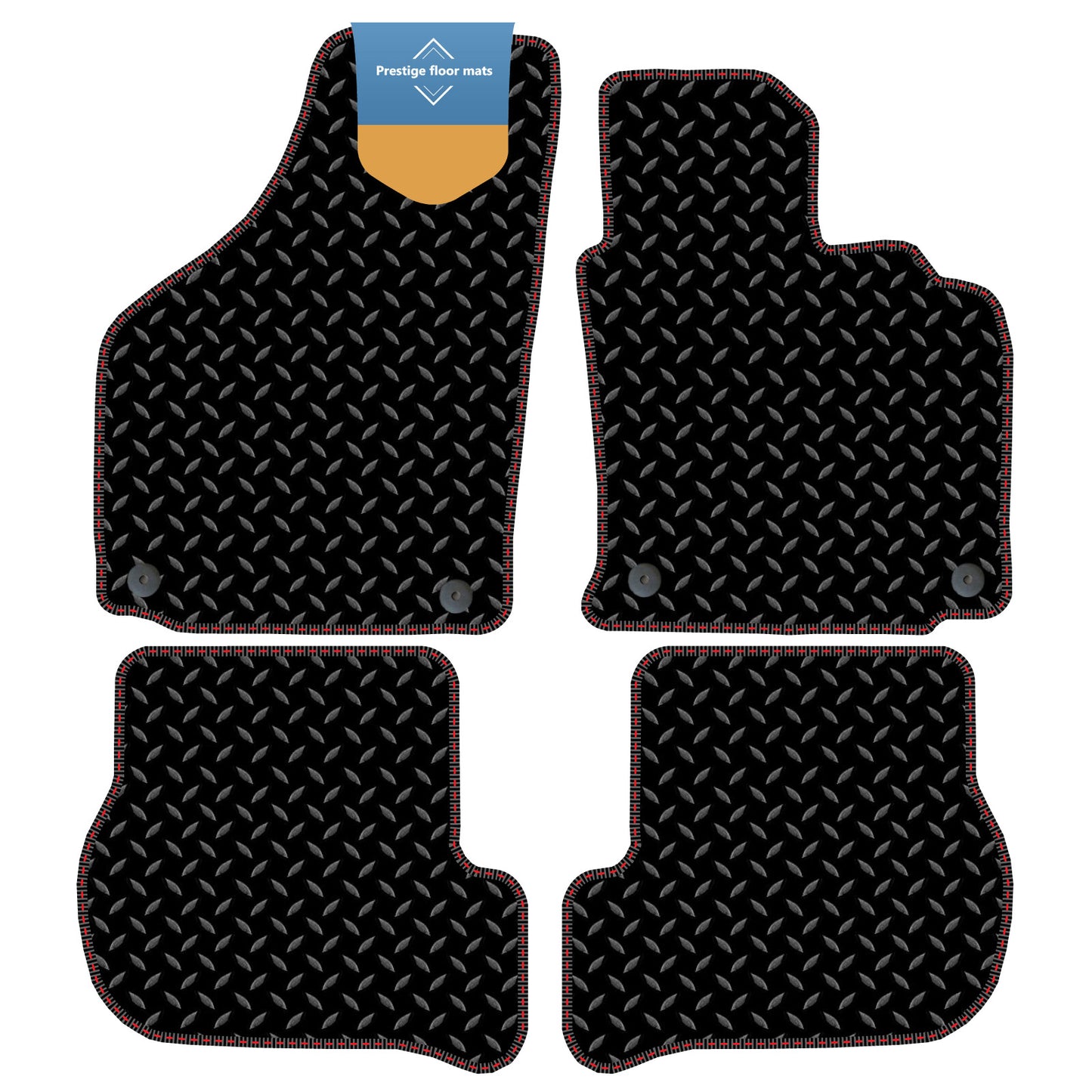 Fits Volkswagen Golf 5 2004-2007 Black 3mm Rubber with Coloured Stitch Edge