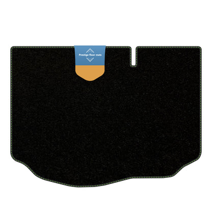 Fits Ford Fiesta MK-8 2017 On Boot Mat Black Carpet with Coloured Stitch Edge