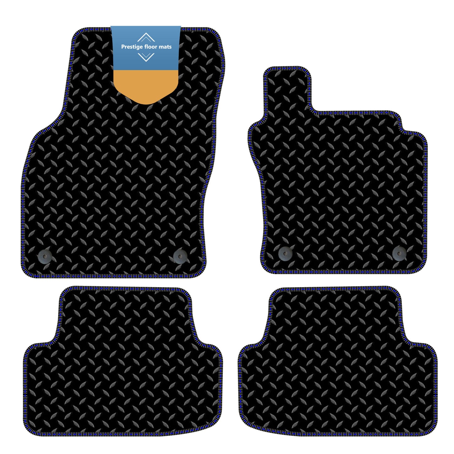 Fits Volkswagen T-Roc 2017 Black 3mm Rubber with Coloured Stitch Edge