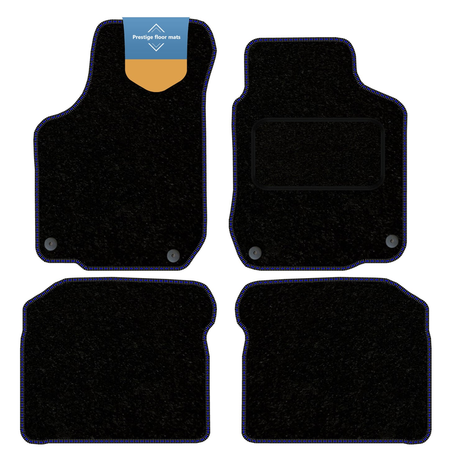 Fits VW Golf MK4 1998-2003 Round Clip Black Carpet with Coloured Stitch Edge