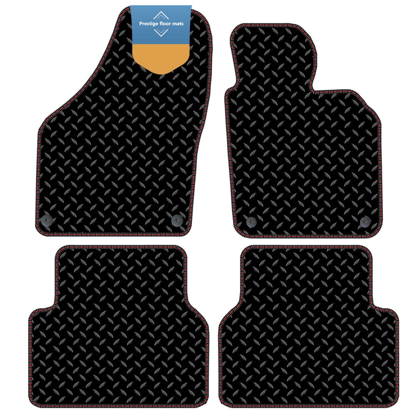 Fits Volkswagen Tiguan 2007-2016 Black 3mm Rubber with Coloured Stitch Edge