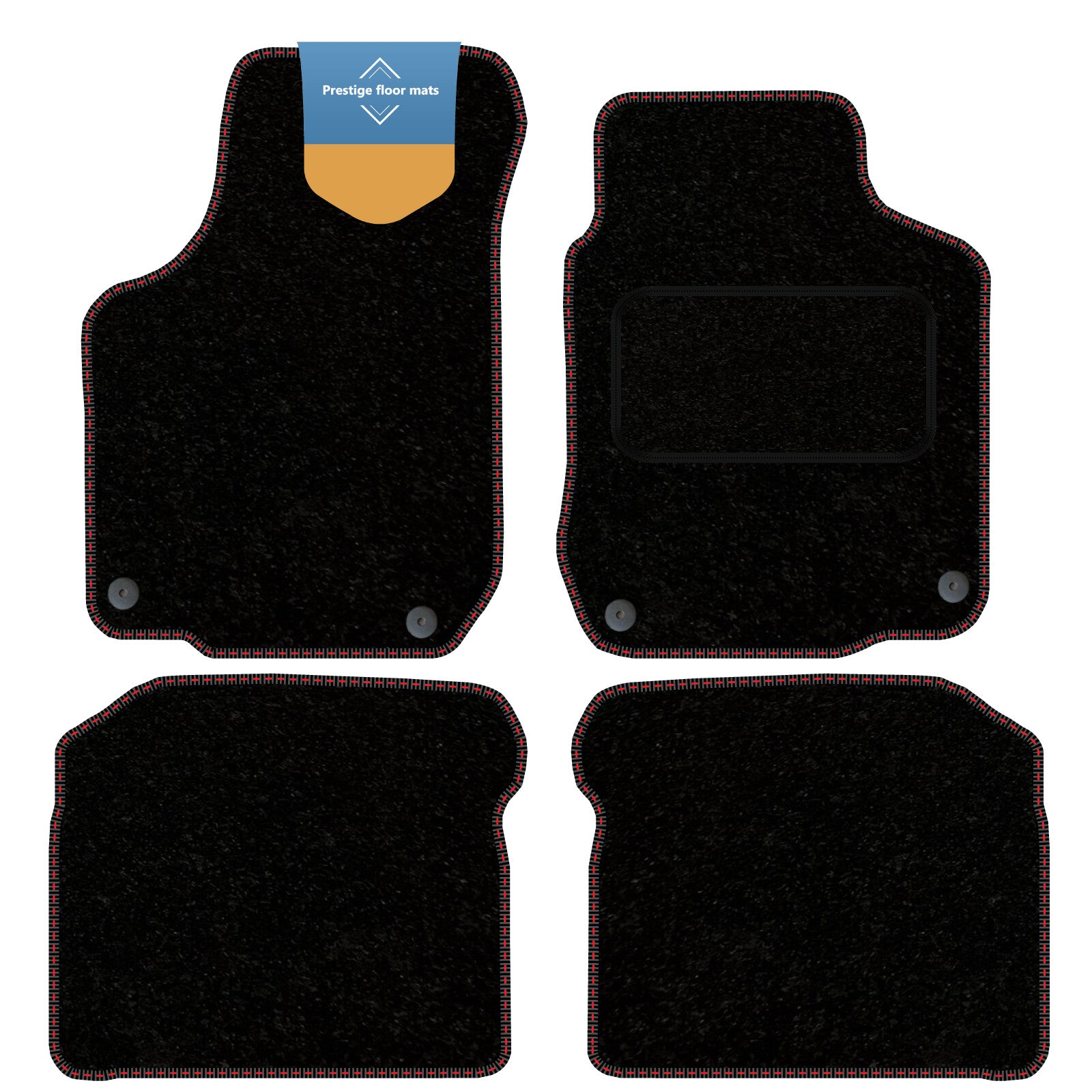 Fits VW Golf MK4 1998-2003 Round Clip Black Carpet with Coloured Stitch Edge