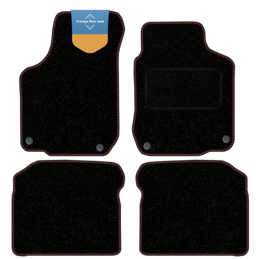 Fits VW Golf MK4 1998-2003 Round Clip Black Carpet with Coloured Stitch Edge