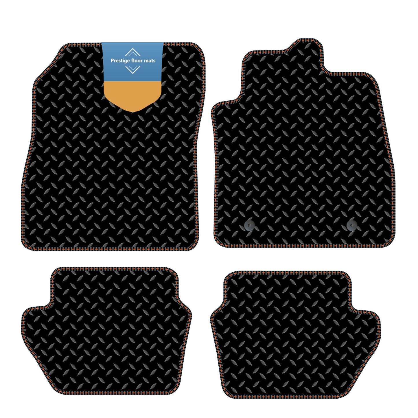 Fits Ford Fiesta MK8 2017 On Black 3mm Rubber with Coloured Stitch Edge
