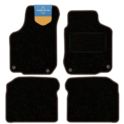 Fits VW Golf MK4 1998-2003 Round Clip Black Carpet with Coloured Stitch Edge