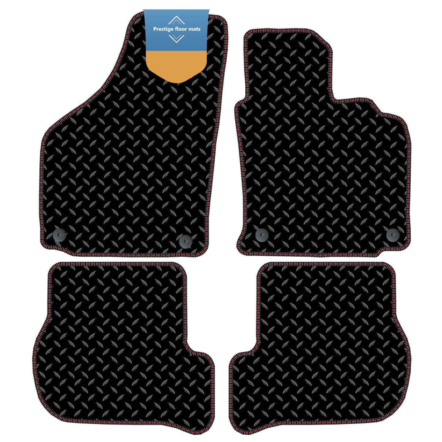 Fits Volkswagen Golf MK5 2007-2008 Black 3mm Rubber with Coloured Stitch Edge