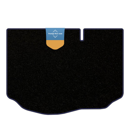Fits Ford Fiesta MK-8 2017 On Boot Mat Black Carpet with Coloured Stitch Edge