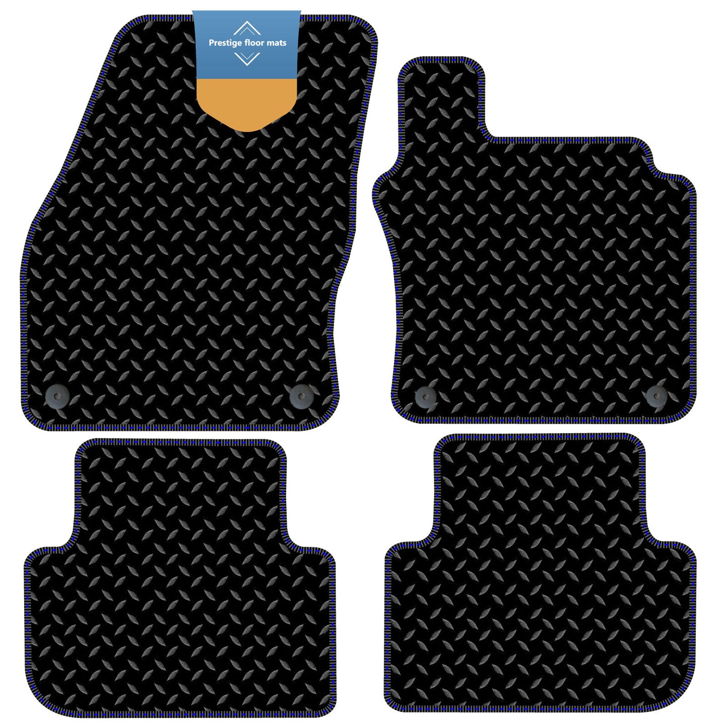 Fits Volkswagen Tiguan 2016 On  Black 3mm Rubber with Coloured Stitch Edge