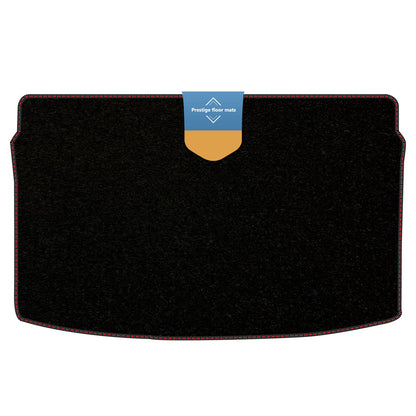 Fits Skoda Fabia 2022 on Upper Boot Mat Black Carpet with Coloured Stitch Edge
