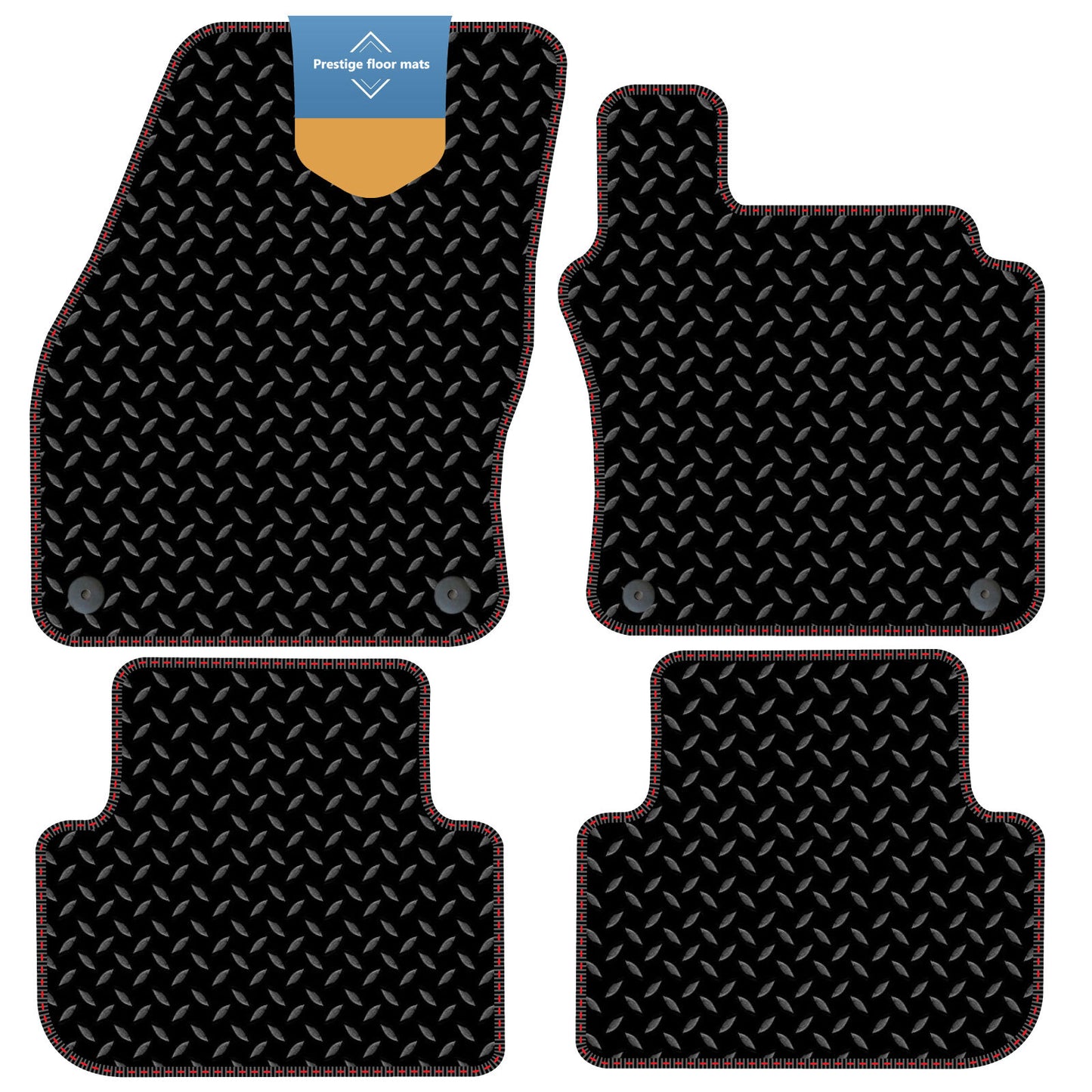 Fits Volkswagen Tiguan 2016 On  Black 3mm Rubber with Coloured Stitch Edge