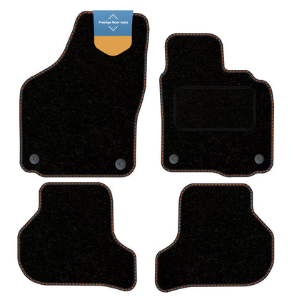 Fits Skoda Octavia 2008-2013 Black Carpet with Coloured Stitch Edge