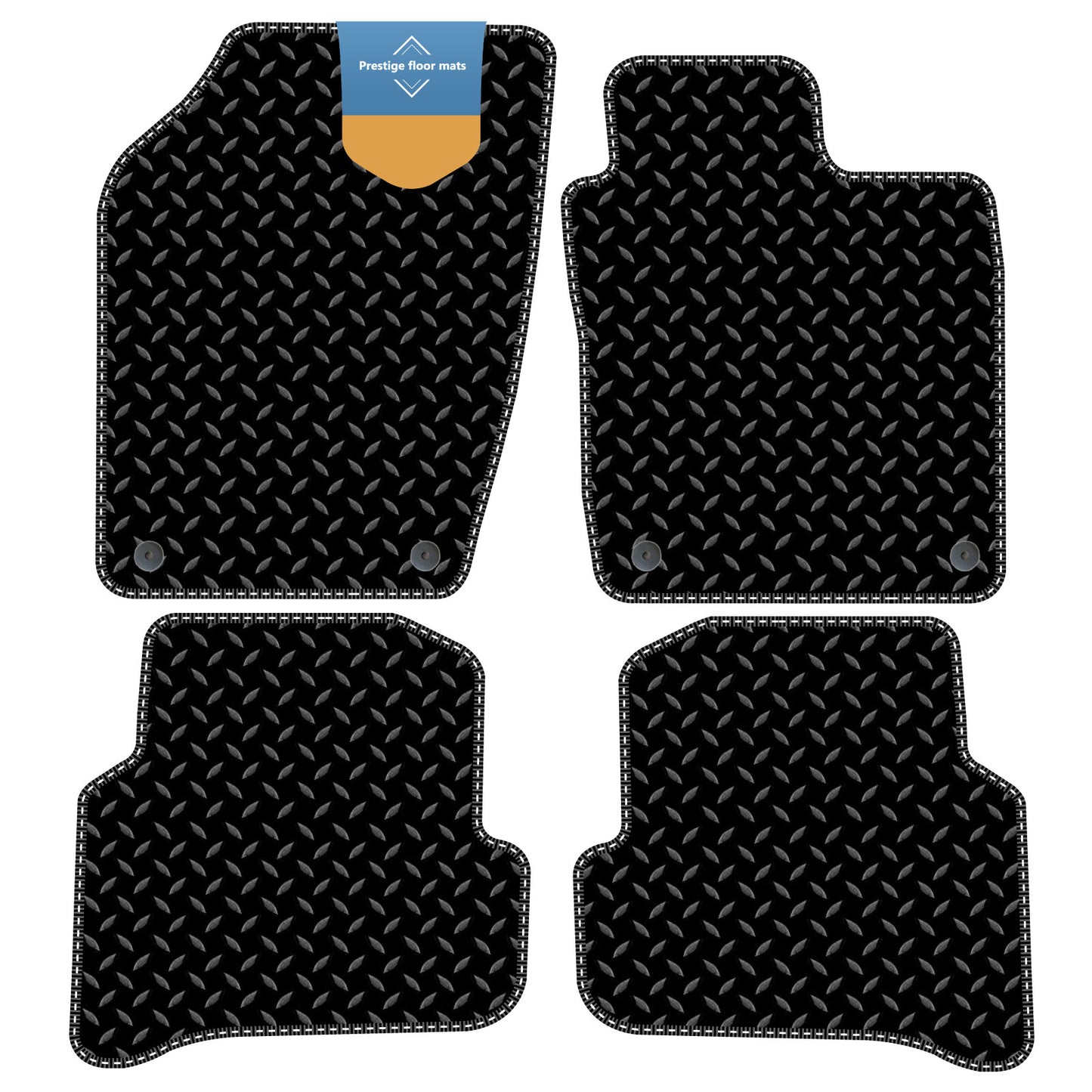 Fits Black Skoda Fabia 2015-2022 3mm Rubber with Coloured Stitch Edge