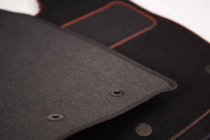 Fits Ford Focus 2018 On Black Carpet with Coloured Stitch Edge