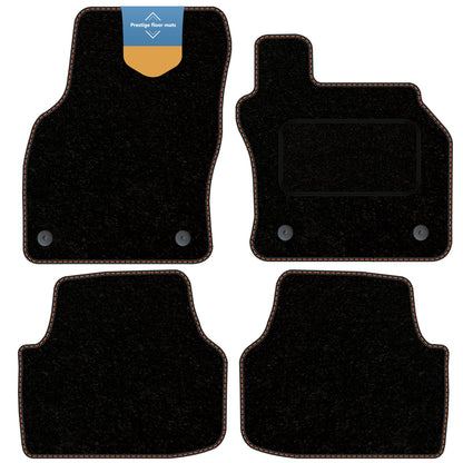 Fits Skoda Octavia 2013-2020 Black Carpet with Coloured Stitch Edge