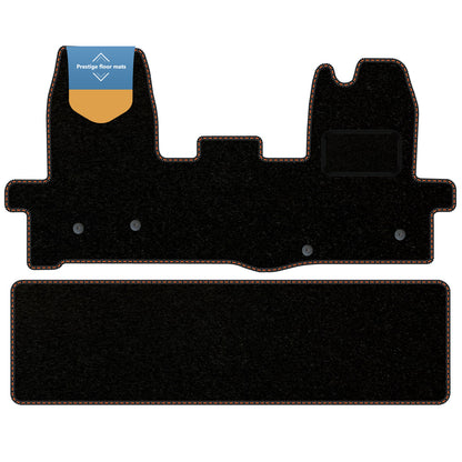 Fits Ford Transit MK8 Crew Cab 2016 on Black Carpet with Coloured Stitch Edge