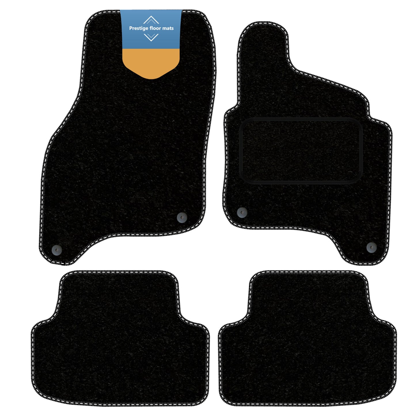Fits VW E-Golf 2015-2019 Black Carpet with Coloured Stitch Edge