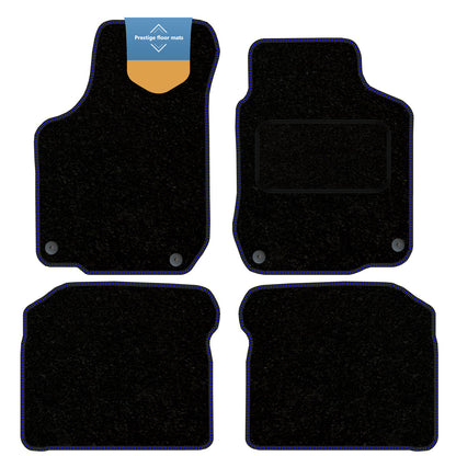 Fits VW Golf MK4 1998-2003 Round Clip Black Carpet with Coloured Stitch Edge