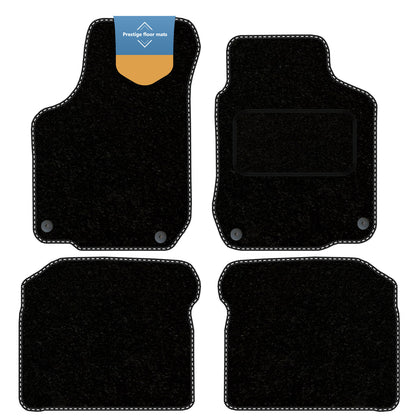 Fits VW Golf MK4 1998-2003 Round Clip Black Carpet with Coloured Stitch Edge